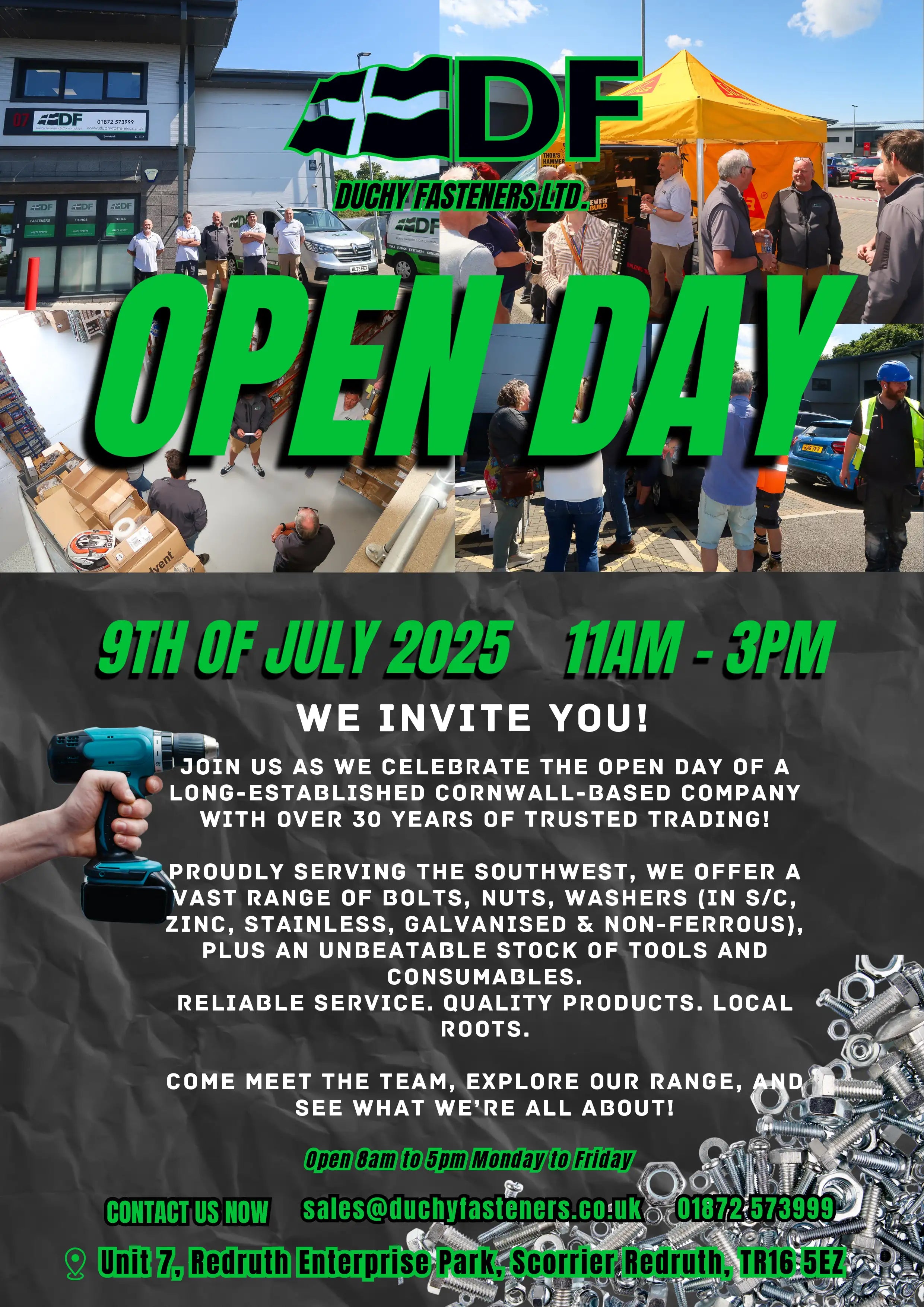 Join Us at Duchy Fasteners Cornwall: Open Day July 9th 2025