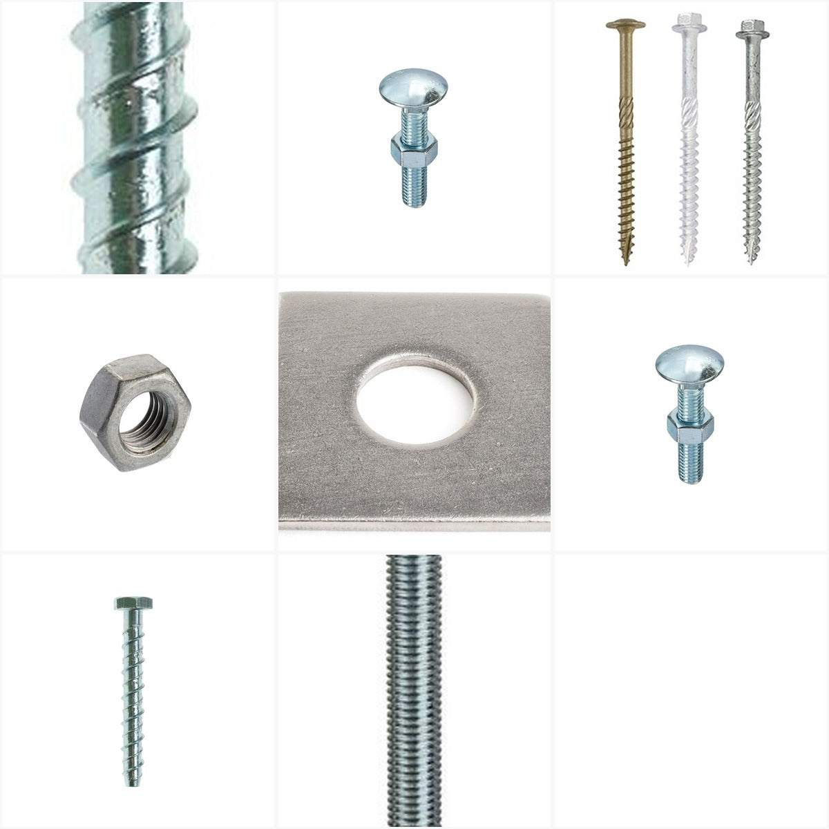 Galvanised Fastenings | Hot Dipped Corrosion Resistant Fixings — product variety collage
