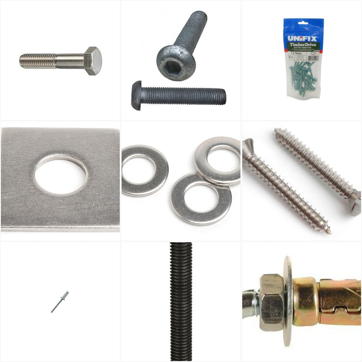 Zinc Plated Fastenings | Protective Steel Fixings — product variety collage