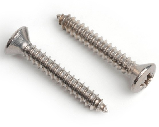 8 x 1 - 3/4 POZI Raised Countersunk Self Tapper DIN 7983 A2 - Duchy Fasteners