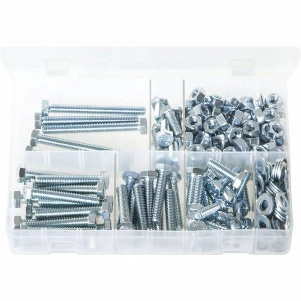 ASSORTED BOX OF M8 FASTENERS BRIGHT ZINC PLATED (310 PC) - Duchy Fasteners