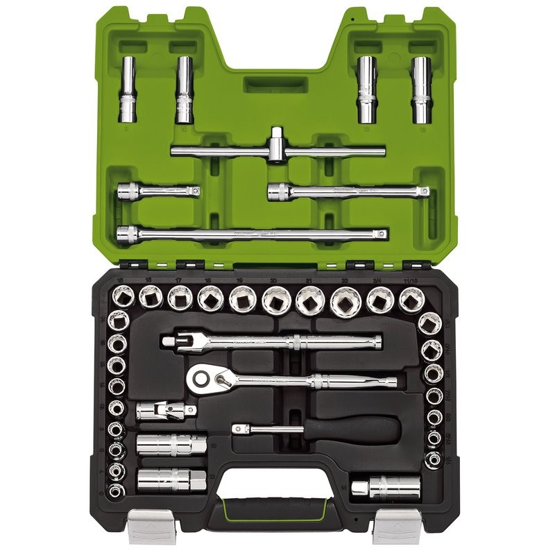 Expert Combined Mm/Af Socket Set, 3/8" Square. Dr., Green (41Pc) - Duchy Fasteners
