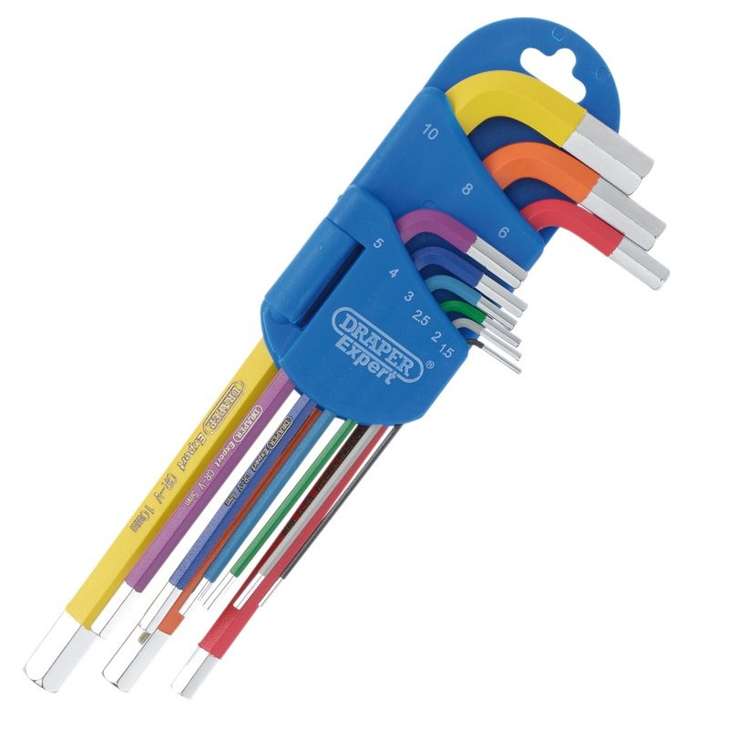 Expert Metric Long Arm Hex Key Set (9 Pc) Colour Coded - Duchy Fasteners
