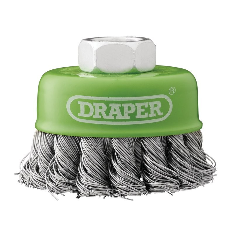 STAINLESS-STEEL TWIST-KNOT WIRE CUP BRUSH, 65MM, M14 | Duchy Fasteners Cornwall