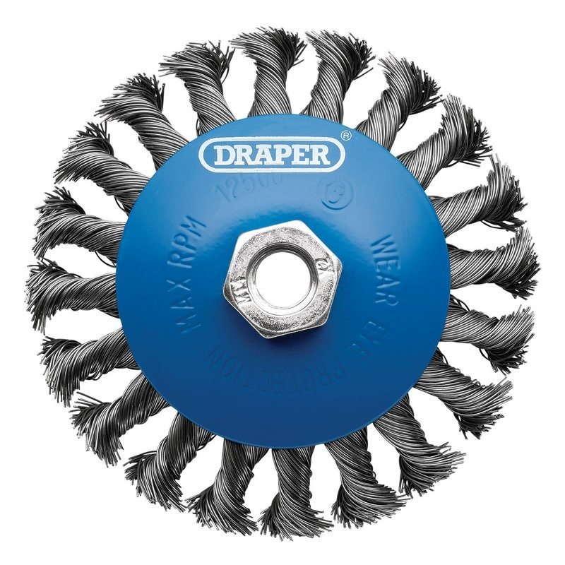 Steel Bevelled Twist-Knot Wire Wheel Brush, 115Mm, M14 - Duchy Fasteners