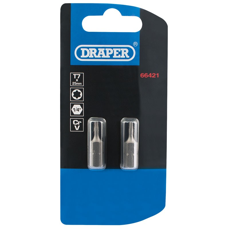 T7 Torx Star 1/4"Hex Bit 25Mm - Duchy Fasteners