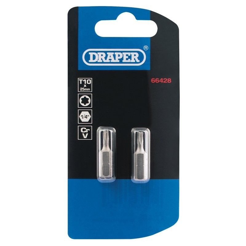 T10 Torx Star 1/4"Hex Bit 25Mm - Duchy Fasteners