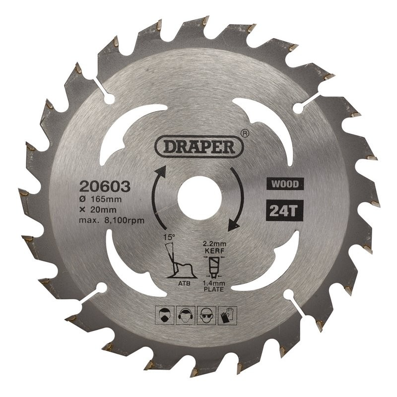 Tct Circular Saw Blade For Wood, 165 X 20Mm, 24T - Duchy Fasteners