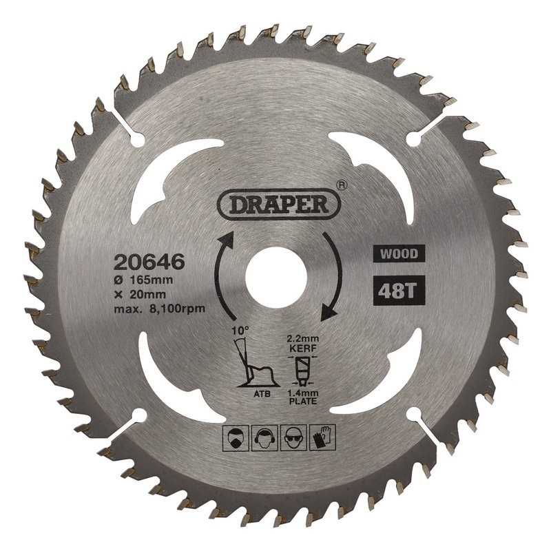 Tct Circular Saw Blade For Wood, 165 X 20Mm, 48T - Duchy Fasteners
