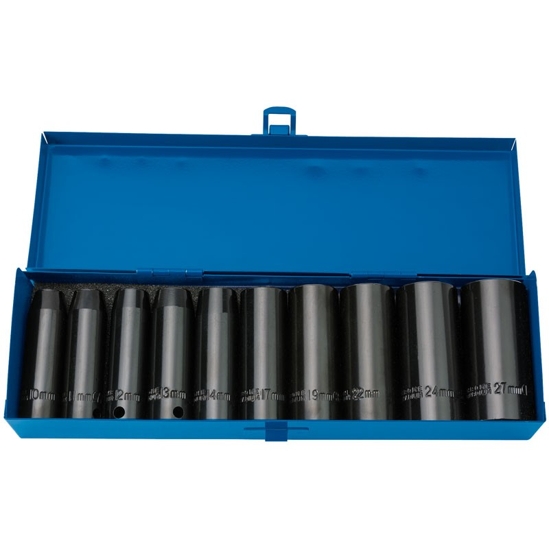 1/2" Square Dr. Hi-Torq Metric Deep Impact Socket Set (10Pc) - Duchy Fasteners