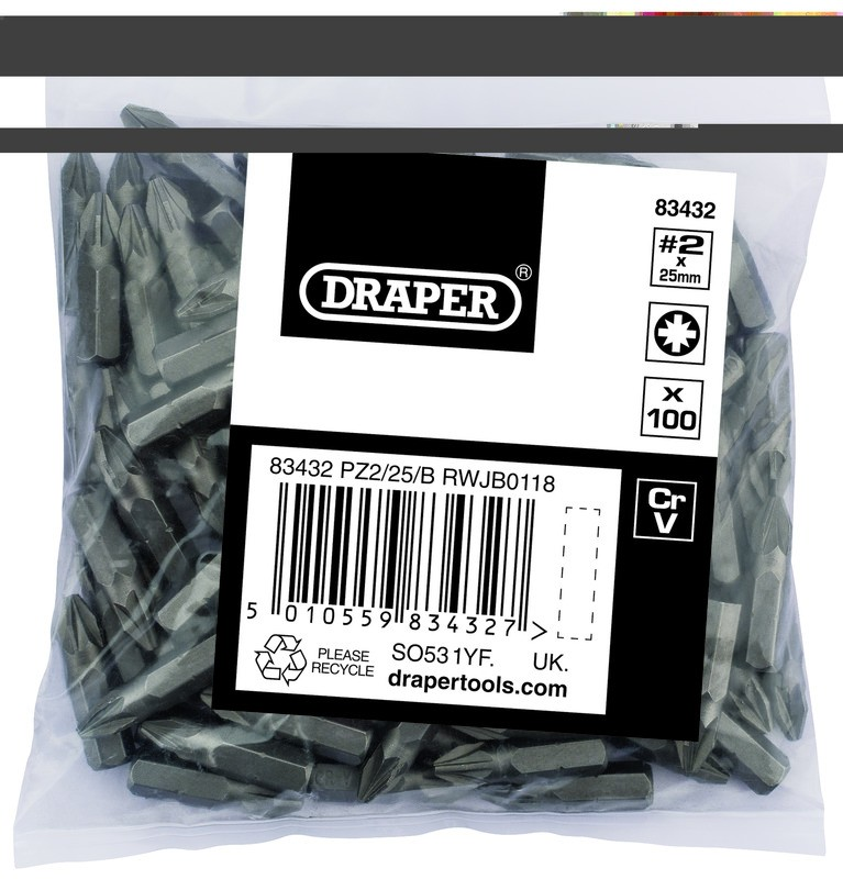 2 X 25Mm - Pozi Bit (Bag Of 100) - Duchy Fasteners