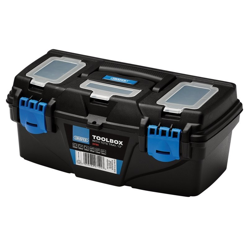 PLASTIC TOOLBOX WITH TOTE TRAY, 13" | Duchy Fasteners Cornwall