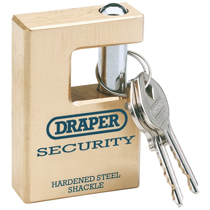 H/SEC.RECTANGULAR.BRASS PADLOCK 63MM | Duchy Fasteners Cornwall