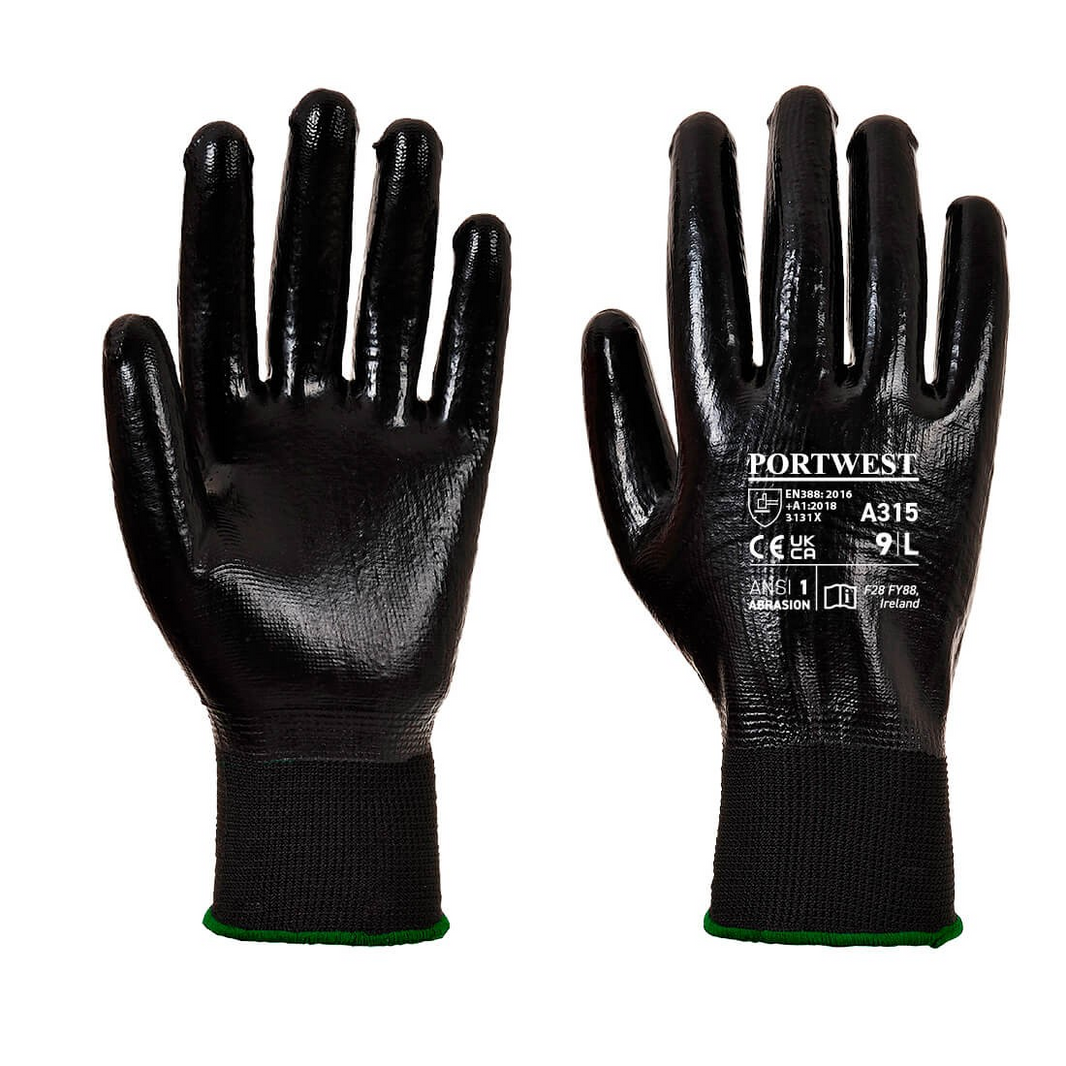 Pu Dipped All Flex Grip Gloves Blk Sz9 Lg (Single Pair) A315 - Duchy Fasteners