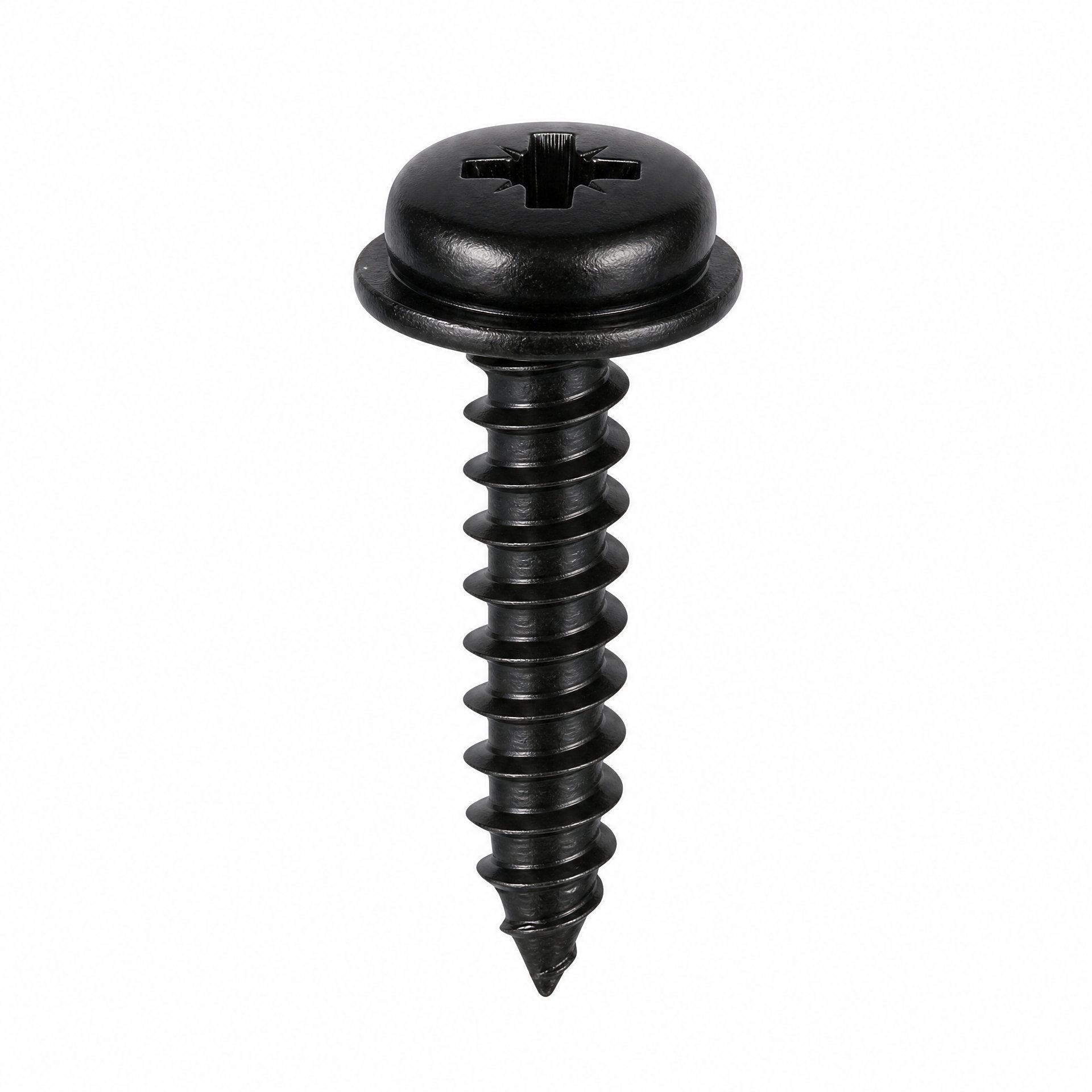 Pozi Flange Head Self Tapping Screw Black Zinc Plated