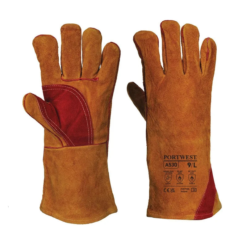 A530 Reinforced Weldering Gauntlet Xl (Brown/Red) - Duchy Fasteners
