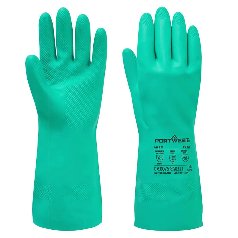 A810 Nitrosafe Chemical Gauntlet Green M/9 - Duchy Fasteners
