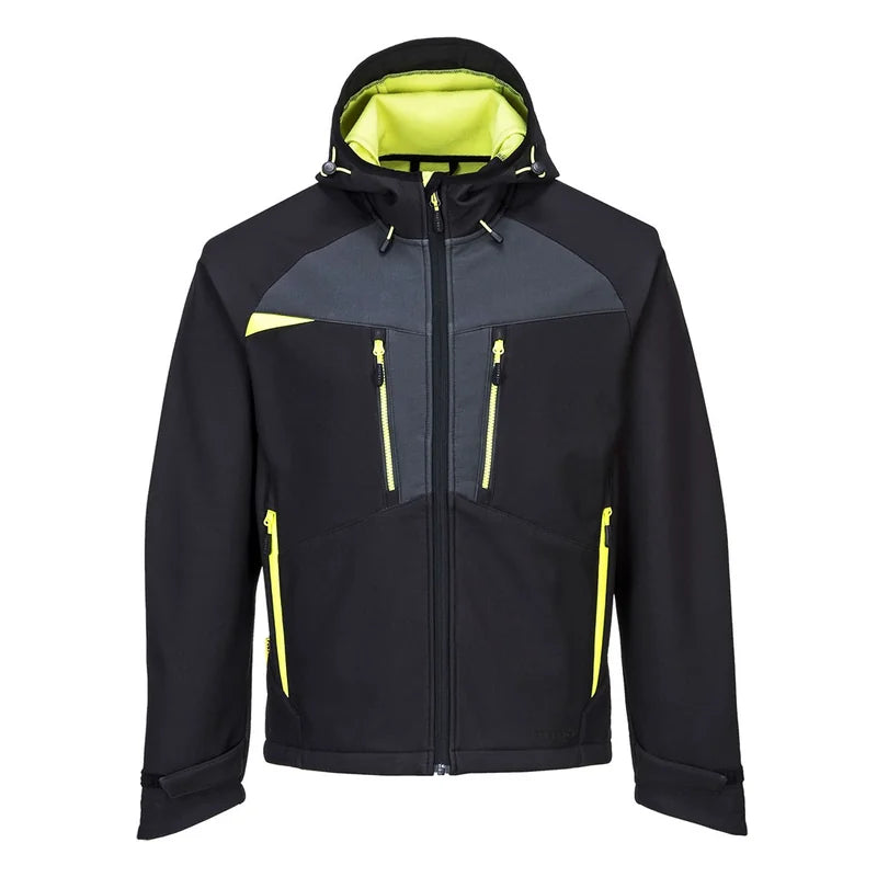 DX474 HOODED SOFTSHELL JACKET BLACK M - Duchy Fasteners