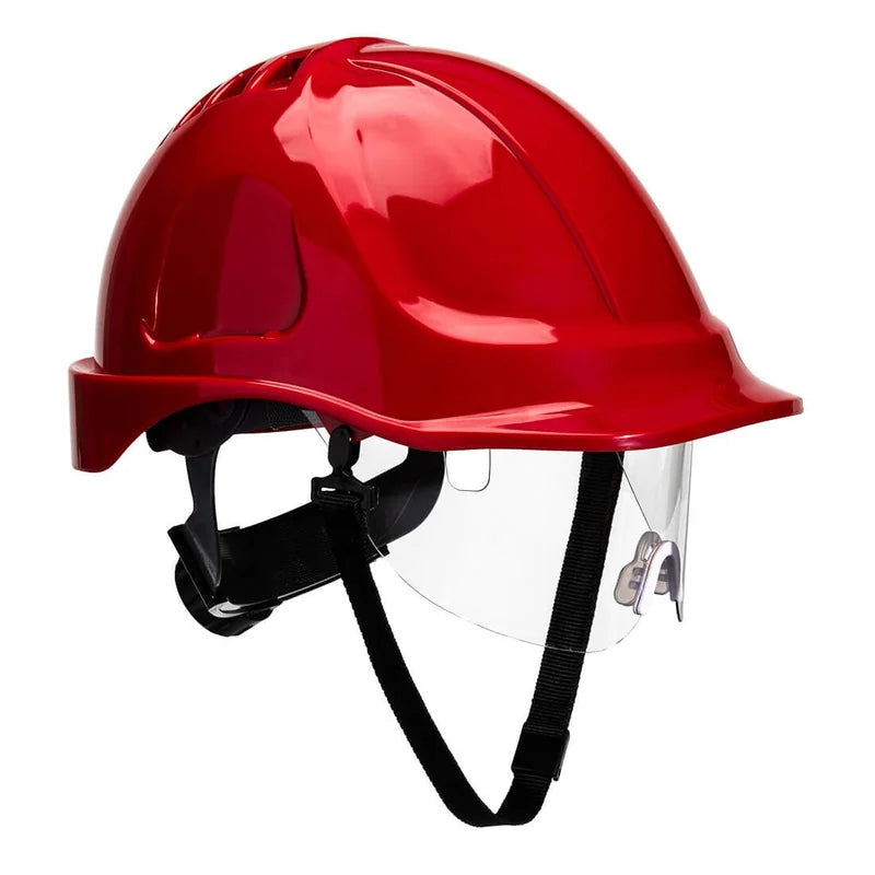 Endurance Visor Helmet Vented Complete With Chin Strap Red - Duchy Fasteners