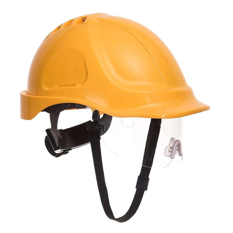 Endurance Visor Helmet Vented Complete With Chin Strap Yellow - Duchy Fasteners