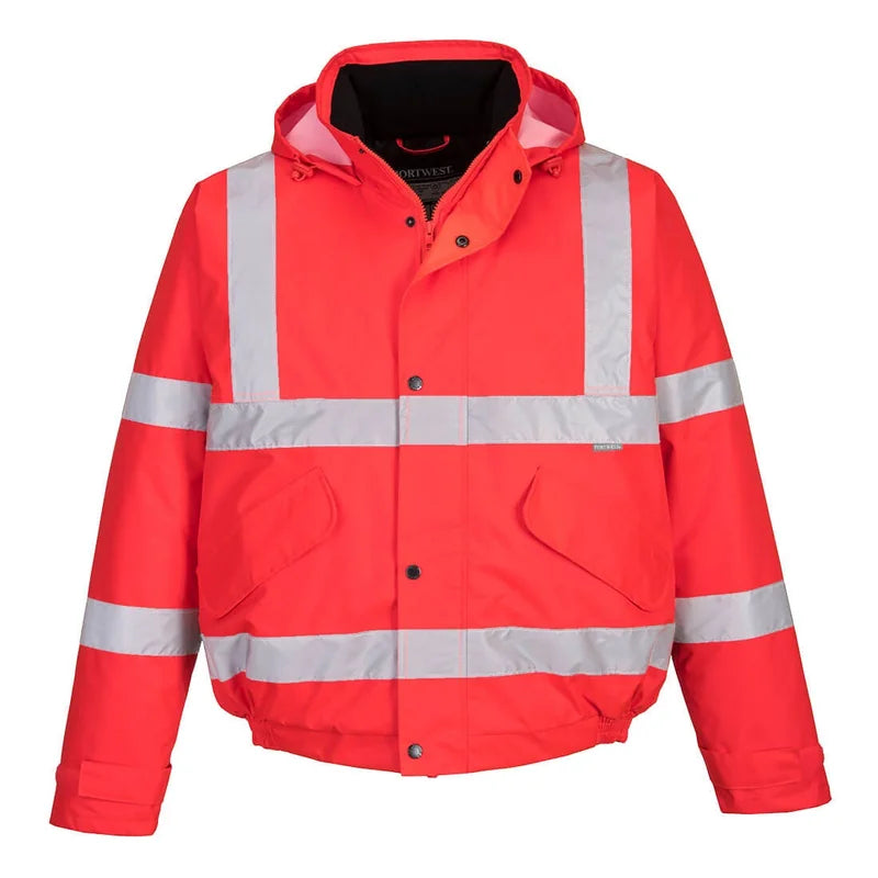 Hi-Vis Bomber Jacket Red L - Duchy Fasteners