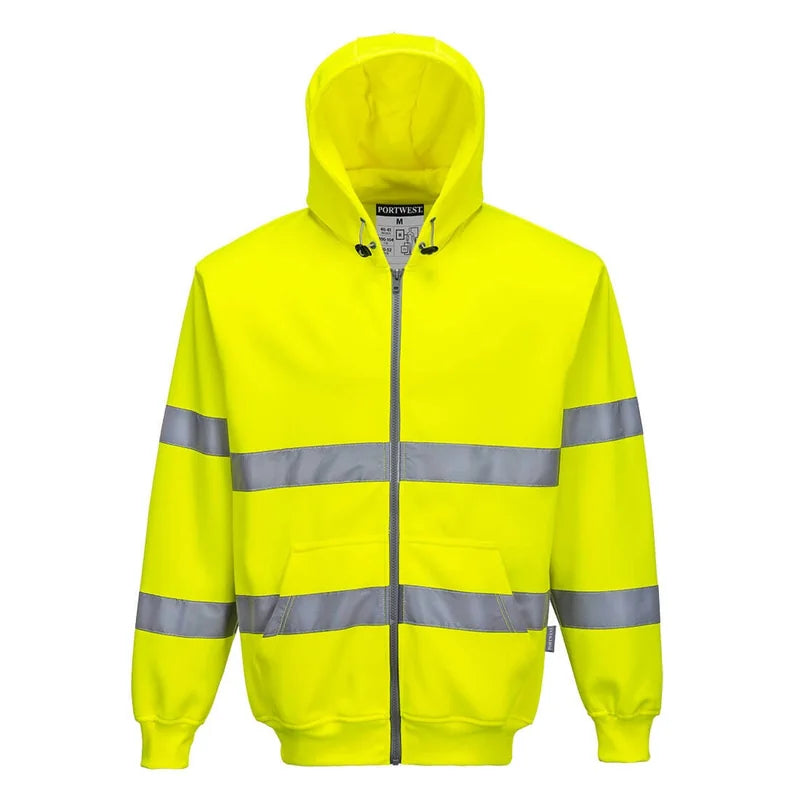 Hi-Viz Zip Front Hoodie L - Duchy Fasteners