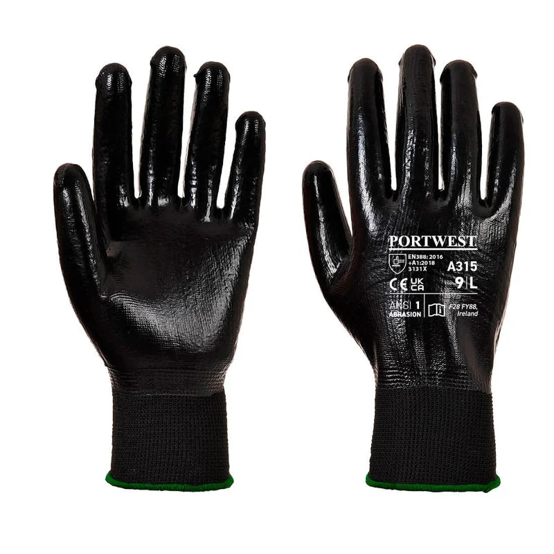 Pu Dipped All Flex Grip Gloves Blk Size 10 Xl (Single Pair) A315 - Duchy Fasteners