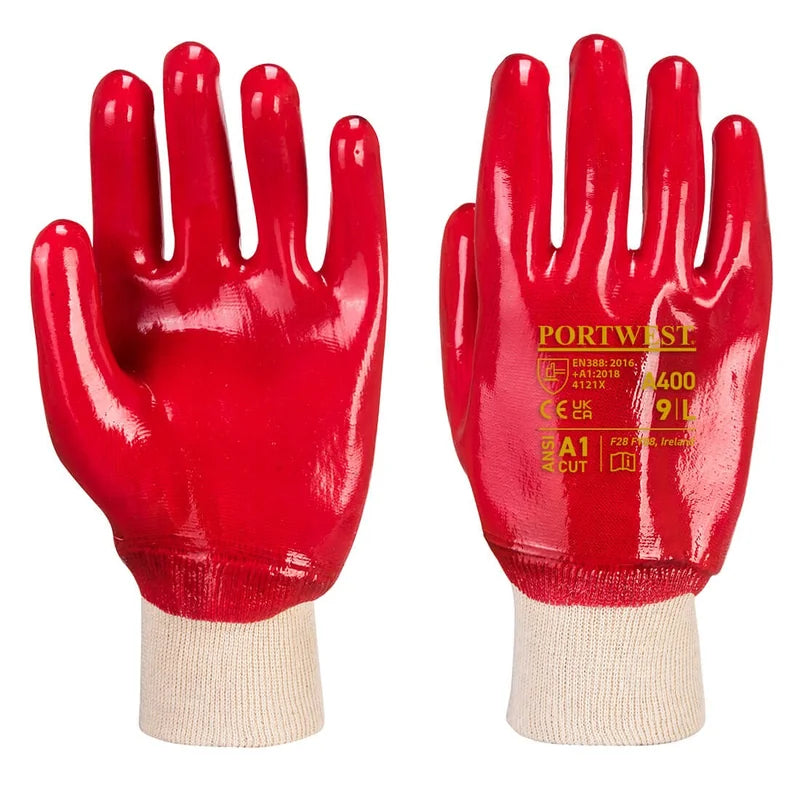 Red Knitwrist Pvc Glove M - Duchy Fasteners