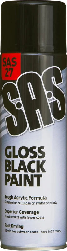 S.A.S BLACK PAINT GLOSS 500ML (SINGLE) - Duchy Fasteners