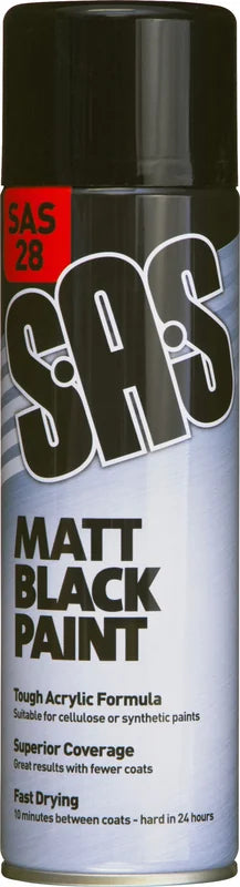 SAS MATT ACRYLIC PAINT-BLACK 400ML (1) - Duchy Fasteners