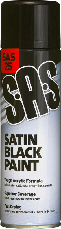 SAS SATIN ACRYLIC PAINT-BLACK 500ML - Duchy Fasteners