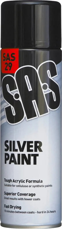 Sas Silver Spray Paint 500Ml (Single) - Duchy Fasteners