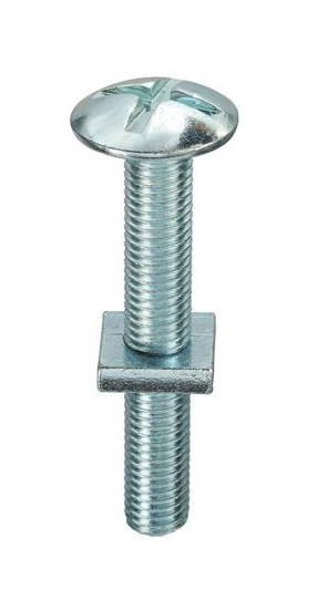M10 X 120Mm - Roofing Bolt & Nut Zinc Plated - Duchy Fasteners