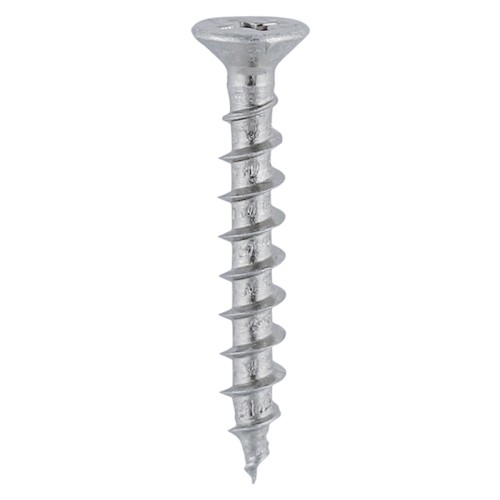 4.3mm x 25mm - Ph Countersunk Ribbed Pvc Window Screw (1000) A2 - Duchy Fasteners