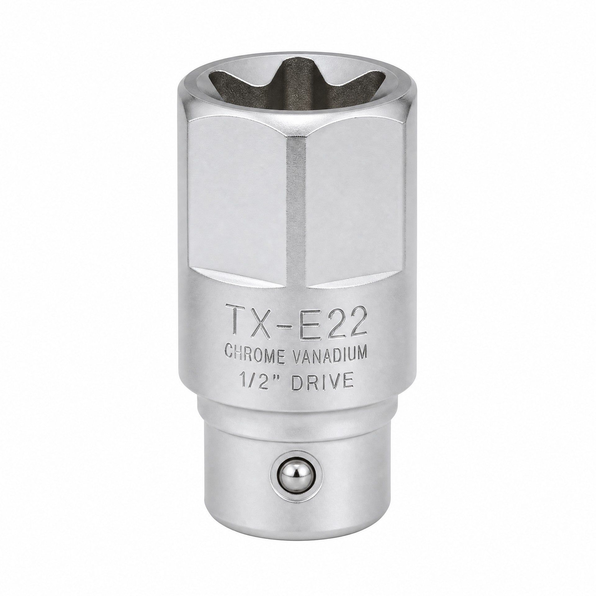 TORX STAR® SOCKET, 1/2" SQUARE. DR., E22